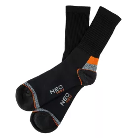   NEO TOOLS Munkavédelmi zokni, hosszú, 70% pamut, 30% polyester, megerősített sarok, lélegző, 43–46 82-351