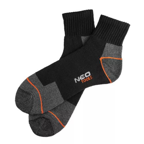 NEO TOOLS Munkavédelmi zokni, rövid, 70% pamut, 30% polyester, megerősített sarok, lélegző, 43–46 82-356