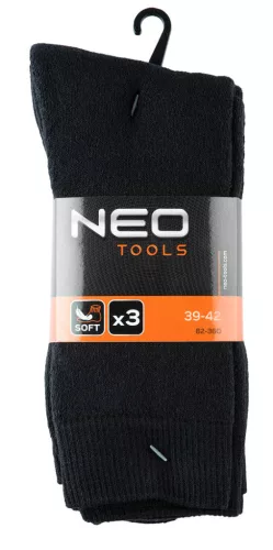 NEO TOOLS Munkavédelmi zokni, 3pár, hosszú, 70% pamut, 30% polyester, 39–42 82-360