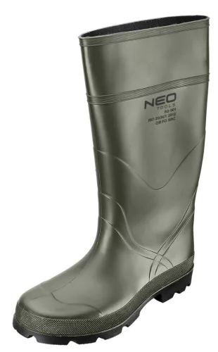 NEO TOOLS Munkavédelmi gumicsizma, OB SRC, vegyszerálló csúszásmentes talp, beépített sarokvédelem, 44 82-901-44