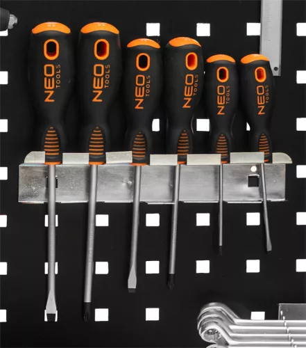 NEO TOOLS Csavarhúzótartó kampó műhelykocsihoz, szerszámtartó falhoz(84-500, 501) 84-093
