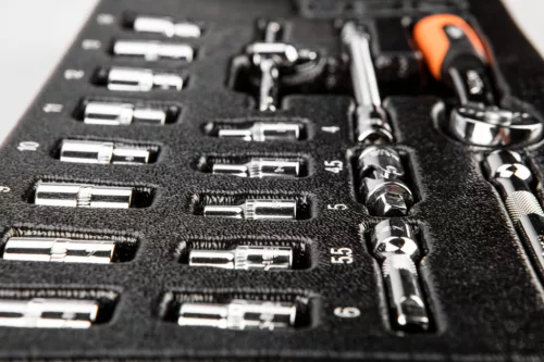 NEO TOOLS Dugókulcskészlet 1/4", 19db, 4-14mm, műhelykocsitálcával 25 év garanciával 84-237