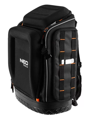 NEO TOOLS Szerszámos hátizsák, fekete, 20l, erősített 600D poliészter, kívül 7 zseb, belül 19 zseb 84-329