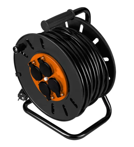 NEO TOOLS Kábeldob, hosszabbító, 20m/3x1,5mm2 réz kábel, 230V, IP20, hőkioldó, műanyag dob, fém keret  90-170
