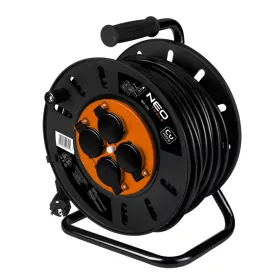   NEO TOOLS Kábeldob, hosszabbító, 50m/3x2,5mm2 réz kábel, 230V, IP20, hőkioldó, műanyag dob, fém keret  90-175