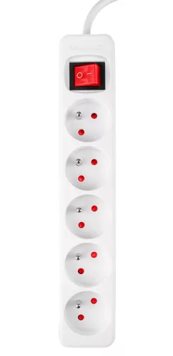 NEO TOOLS Hálózati elosztó, kapcsolós, 5 aljzat, 1,5m/ 3x1,5mm2 kábel, fehér 90-177