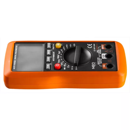NEO TOOLS MULTIMÉTER Digitális, AC V, DC V, AC A, DC A, Tranziszt., Ellenáll., Hőmér., Dióda, Folyt., Kapac. 94-001