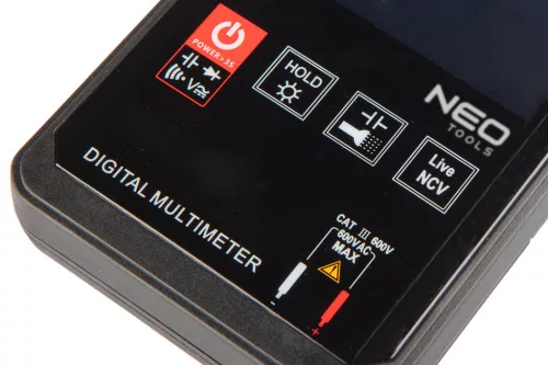 NEO TOOLS Multiméter digitális, AC V, DC V, AC A, DC A, ellenállás, hőmérő 94-004
