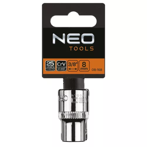 NEO TOOLS Dugókulcs 8mm, 3/8", hatlapú 25 év garanciával 08-168