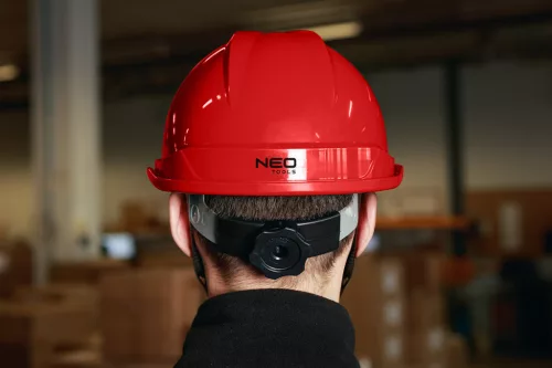 NEO TOOLS Védősisak állszíjjal, piros 97-224
