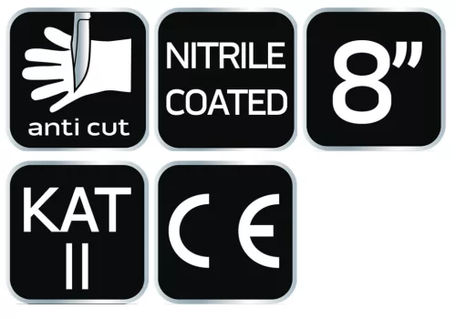 NEO TOOLS Munkakesztyű, vágásbiztos kesztyű, nitril bevonattal, 4X43D, 8" 97-610-8