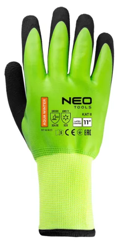NEO TOOLS Munkakesztyű, AquaWinter, hőszigetelt, vízálló, dupla latex bevonatú poliészter, 11 97-614-11
