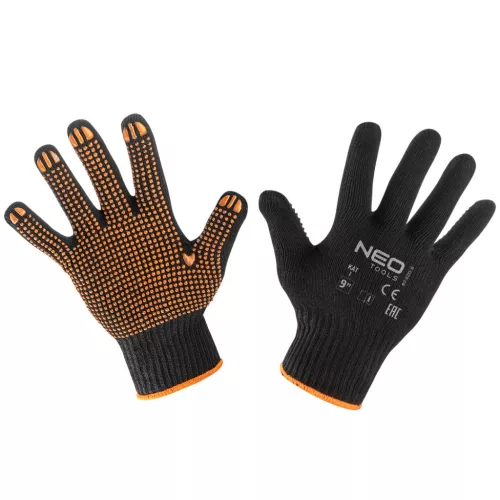 NEO TOOLS Munkakesztyű, latexbevonatú pamut poliészterrel, csúszásgátló pöttyökkel, 2143X, 9" 97-620-9