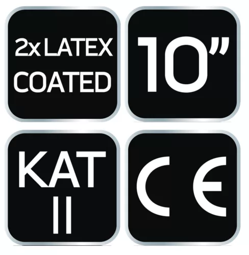 NEO TOOLS Munkakesztyű, latexbevonatú poliészter(2 rétegű), 3141X, 10" 97-643-10