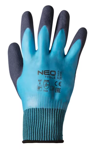 NEO TOOLS Munkakesztyű, latexbevonatú poliészter(2 rétegű), 3141X, 8" 97-643-8