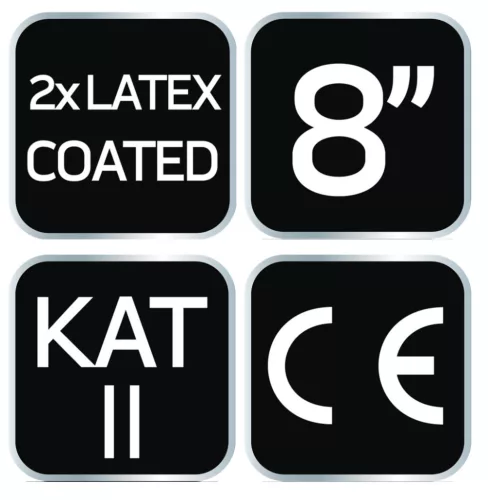 NEO TOOLS Munkakesztyű, latexbevonatú poliészter(2 rétegű), 3141X, 8" 97-643-8
