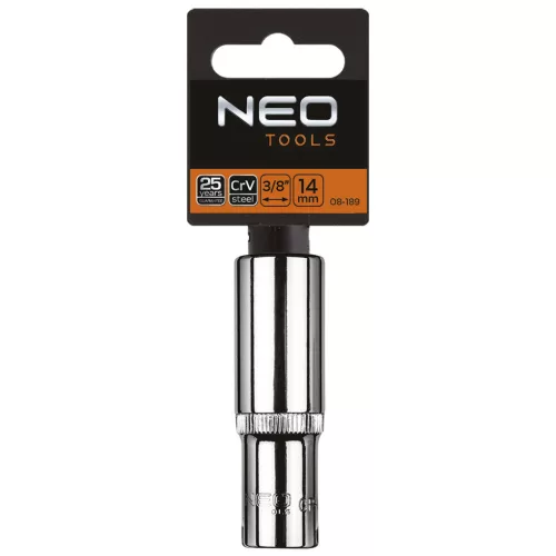 NEO TOOLS Dugókulcs 14mm, 3/8", hosszú hatlapú 25 év garanciával 08-189