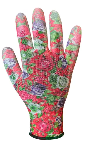 VERTO Kertész kesztyű, PU bevonat, rózsamintás, 4131X, 9" 97H145