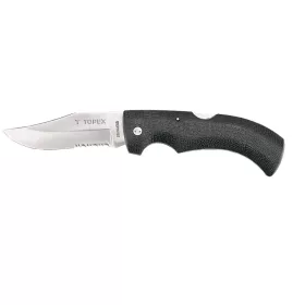   TOPEX Kés, összecsukható kés retesszel, 10cm penge, teljes 220mm 98Z101