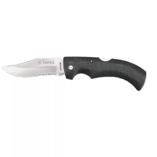 TOPEX Kés, összecsukható kés retesszel, 10cm penge, teljes 220mm 98Z101