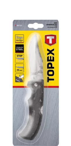 TOPEX Kés, összecsukható kés retesszel, 10cm penge, teljes 220mm 98Z101