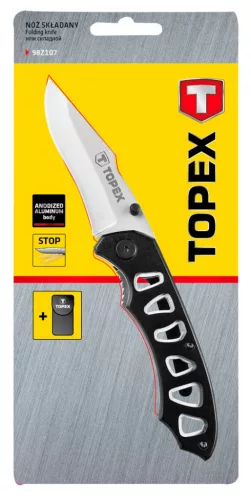 TOPEX Kés, összecsukható kés retesszel, 8cm penge, összecsukott 113mm 98Z107