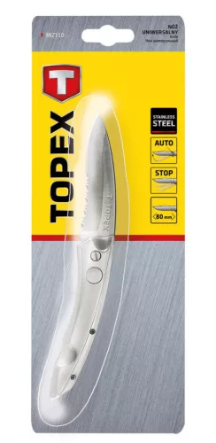 TOPEX Kés, összecsukható kés retesszel, 8cm penge, teljes 205mm 98Z110
