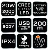 NEO TOOLS Fejlámpa + zseblámpa 2az1-ben, tölthető USB 1000lum, CREE LED, 10W 99-028