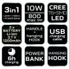 NEO TOOLS Kempinglámpa, tölthető, 3 funkciós, 800lum, CREE T6 + SMD LED, powerbank funkció, 10W 99-031