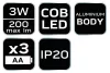 NEO TOOLS Zseblámpa, elemes 3xAA, 200lum, COB LED, 3W 99-032