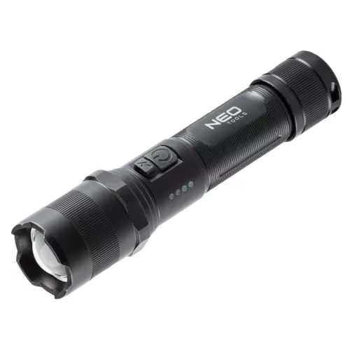 NEO TOOLS Zseblámpa tölthető, USB, 1000lum, OSRAM P9 LED, 10W 99-035