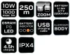 NEO TOOLS Zseblámpa tölthető, USB, 1000lum, OSRAM P9 LED, 10W 99-035