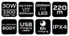 NEO TOOLS Zseblámpa, tölthető, USB, 3300lum, OSRAM P9 LED, 30W 99-037
