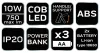 NEO TOOLS Reflektor, talpas, elemes 3xAA, COB LED 750lum, powerbank funkció, 10W 99-038