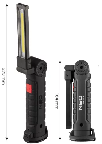 NEO TOOLS Akkus műhely-vizsgálólámpa, tölthető, 200lum COB LED, 3W 99-041