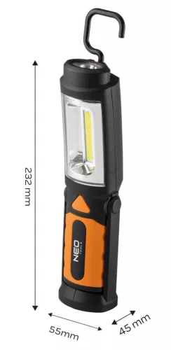 NEO TOOLS Műhelylámpa, elemes 3xAA, 300 lum COB led, 2az1-ben 99-042