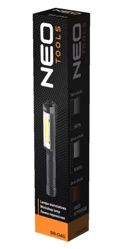 NEO TOOLS Műhely-vizsgálólámpa, elemes 3xAA, 400lum COB LED, 4W 99-045