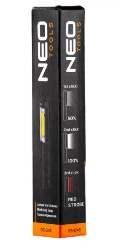 NEO TOOLS Műhely-vizsgálólámpa, elemes 3xAA, 400lum COB LED, 4W 99-045