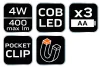 NEO TOOLS Műhely-vizsgálólámpa, elemes 3xAA, 400lum COB LED, 4W 99-045