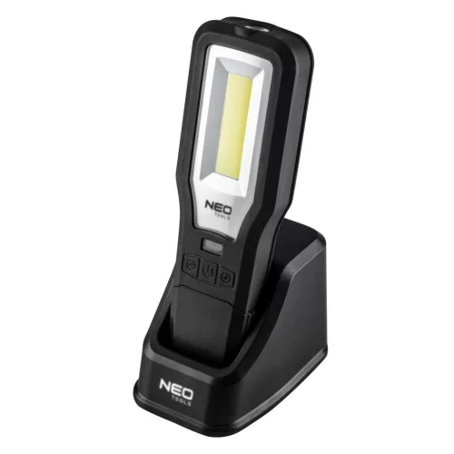 NEO TOOLS Akkus műhely-vizsgálólámpa, tölthető, 550lum COB LED, 10W 99-071