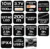 NEO TOOLS Zseblámpa, tölthető, USB C, 1500 lum, SST 40 LED 99-075