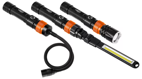 NEO TOOLS Akkus 3az1-ben vizsgálólámpa, tölthető, 350lum COB LED, 3W, IP44 99-107
