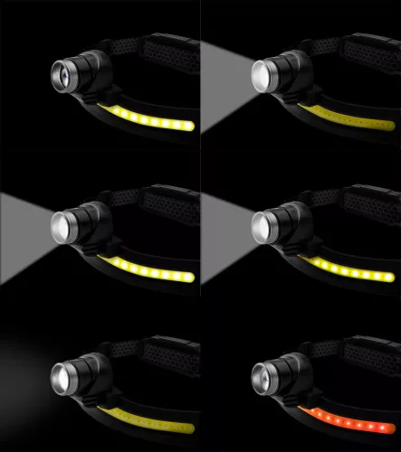 NEO TOOLS Fejlámpa, XPG+COB led, 400lm fényerő, ABS és gumi pánt, beépített akku, töltéskijelző 99-117