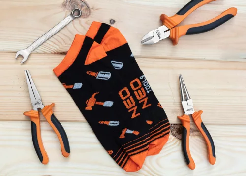 NEO TOOLS Munkazokni, 80% pamut, szerszám mintás 39-42, narancs/fekete, Neo GD030