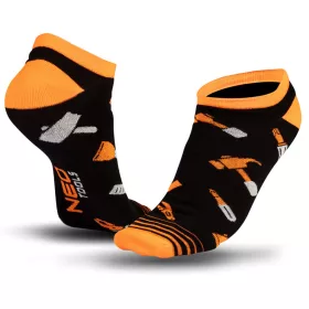  NEO TOOLS Munkazokni, 80% pamut, szerszám mintás 43-46, narancs/fekete, Neo GD031
