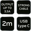 NEO TOOLS USB hosszabbítókábel, 2m, USB-A, USB-C GD040