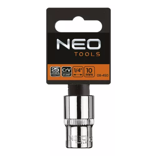 NEO TOOLS Dugókulcs 10mm, 1/4", hatlapú 25 év garanciával 08-450