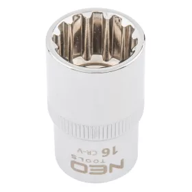   NEO TOOLS Dugókulcs 16mm, 1/2", SPLINE 25 év garanciával 08-588