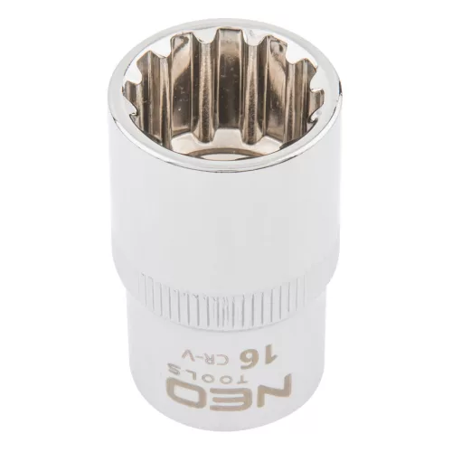 NEO TOOLS Dugókulcs 16mm, 1/2", SPLINE 25 év garanciával 08-588