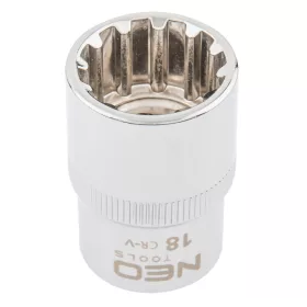   NEO TOOLS Dugókulcs 18mm, 1/2", SPLINE 25 év garanciával 08-590